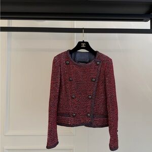 CHANEL Women's Red and Black Tweed Blazer